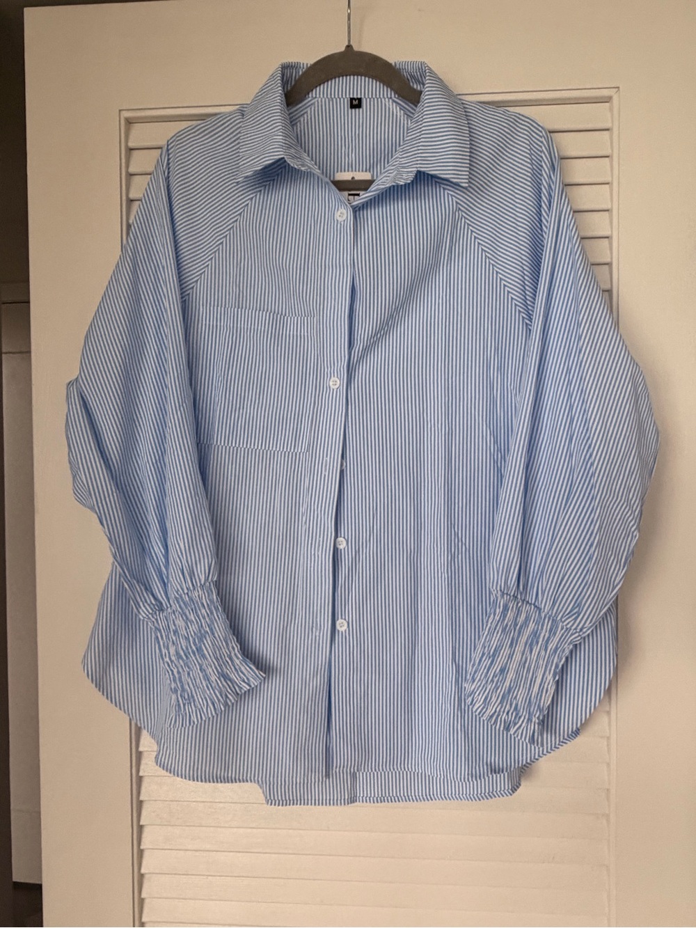Blue Striped Button-Front Women's Shirt